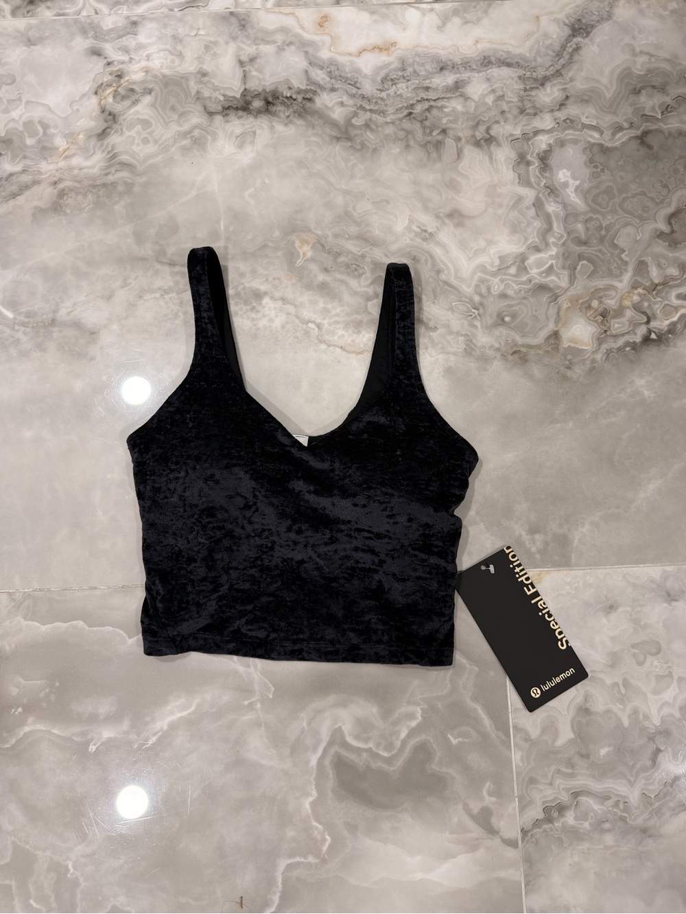 lululemon athletica Navy Velvet Cropped Scoop Tank SPECIAL EDITION!
